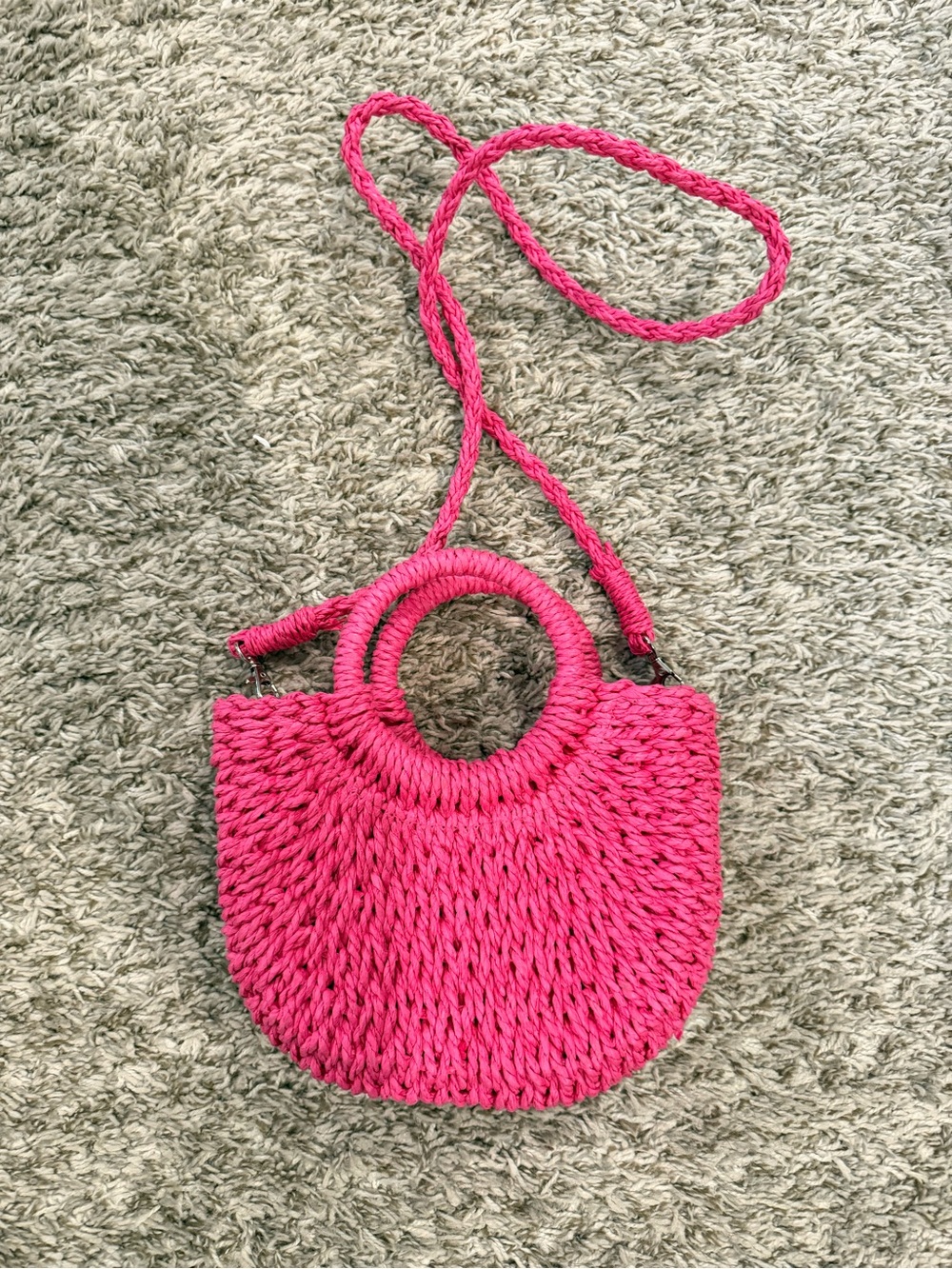 Handcrafted Pink Woven Crossbody Bag